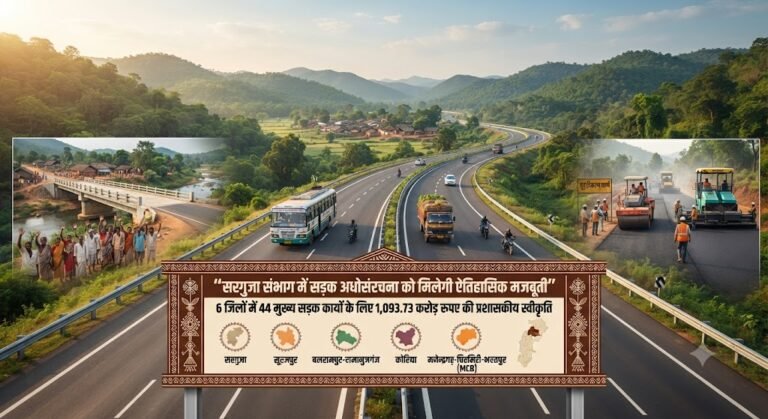 सरगुजा संभाग में सड़क अधोसंरचना को मिलेगी ऐतिहासिक मजबूती, 6 जिलों में 44 मुख्य सड़क कार्यों के लिए 1,093.73 करोड़ रुपए की प्रशासकीय स्वीकृति